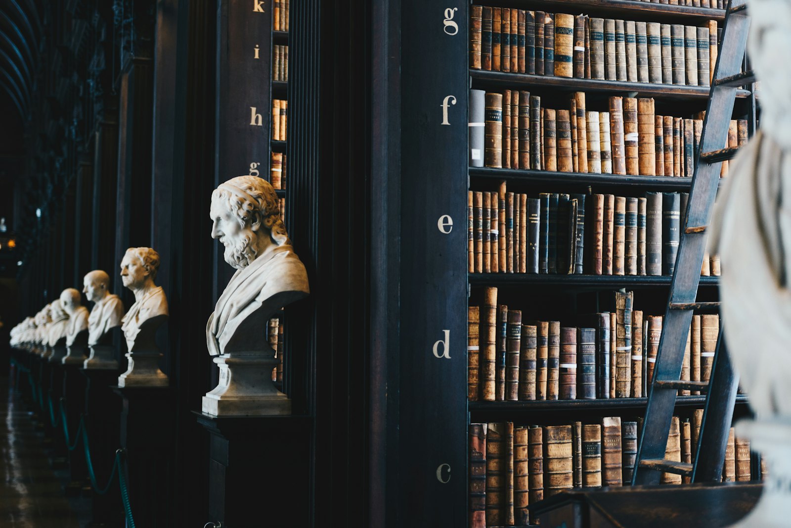 Historic library archive with antique legal volumes
